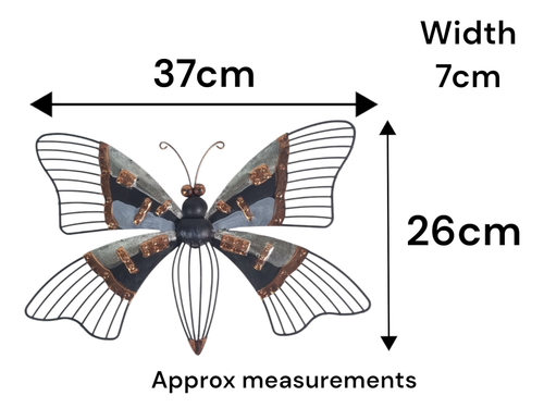 Copper Butterfly Metal Garden Decor Decorative Outdoor Wall Art Plaque Gift 37cm - Picture 2 of 5