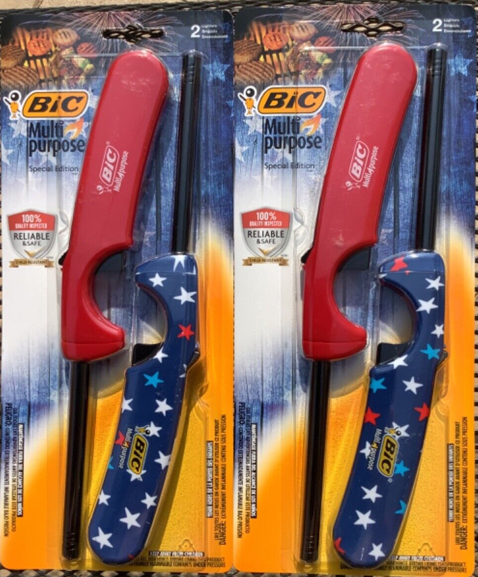 4 Count BIC Multi-Purpose Special Edition Wand Lighter America Stars Brand New