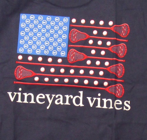 Vineyard Vines Boys Blue Blazer Lacrosse Flag Whale Short Sleeve Pocket T-Shirt - Picture 3 of 3