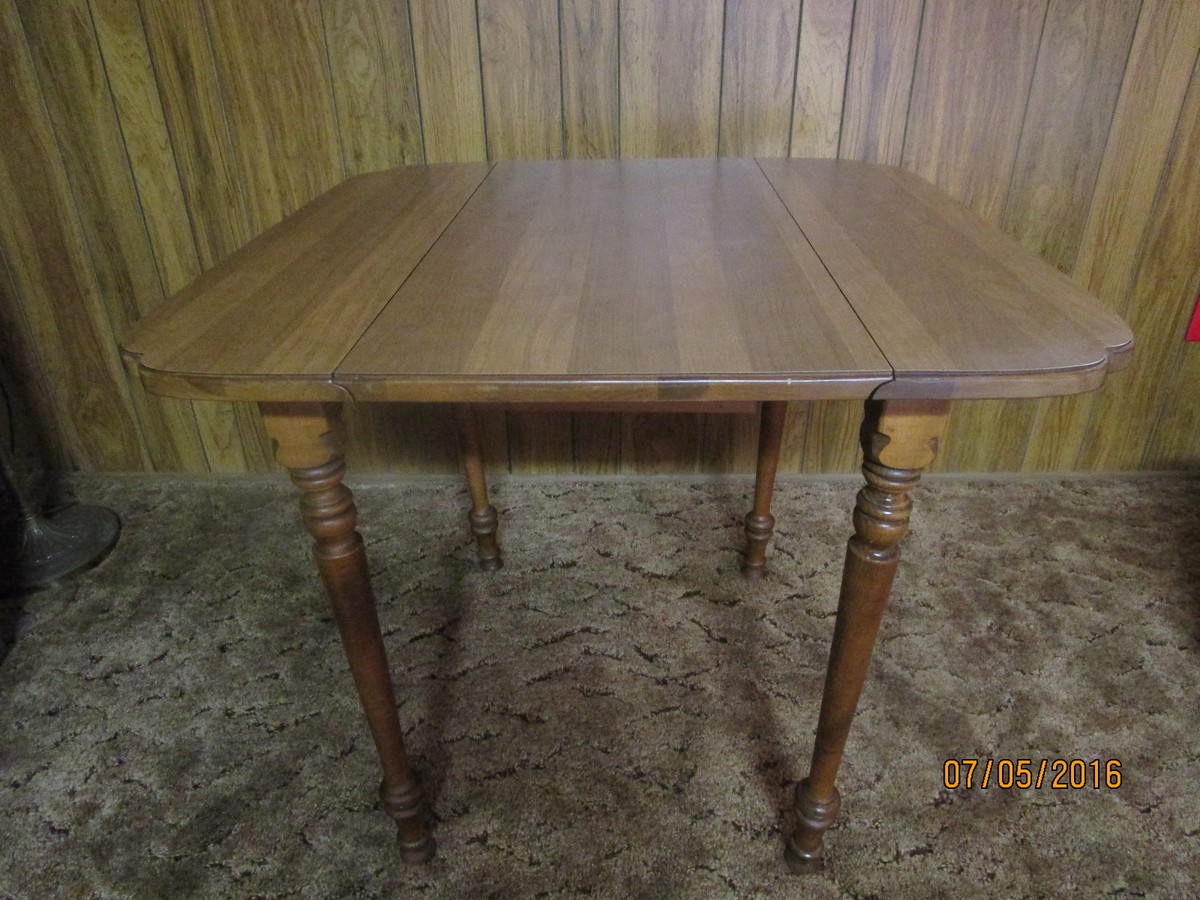Antique Drop-Leaf Maple Table Made By Tell City
