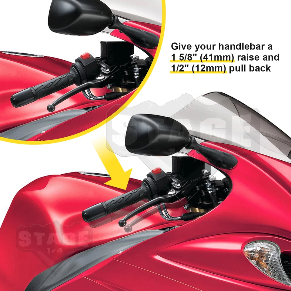 Elevadores de barra de manillar MOFUN Pullback + Elevation para Suzuki Hayabusa GSX1300R 2008-20 Foto 2 de 4