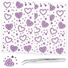3Sheets Heart Gem Stickers Jewels for Crafts, Face Makeup - Self Adhesive