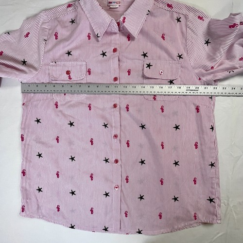 American Sweetheart Short Sleeve Shirt Star Seahorse Pink Vintage Button Up L - Picture 6 of 12