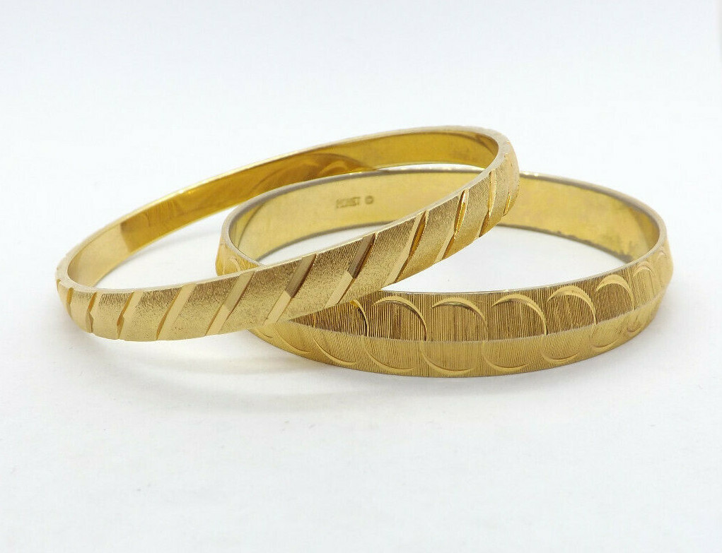 Vintage Monet 2 Gold Tone Solid Bangle Bracelets | eBay Vintage Monet 2 Gold Tone Solid Bangle Bracelets | eBay