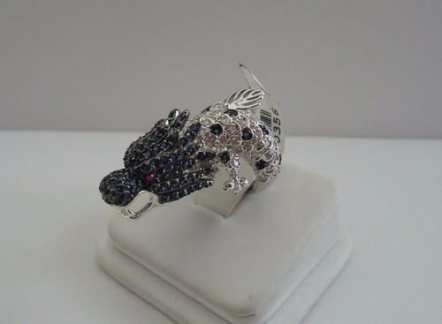 ANILLO DRAGÓN GRANDE 7,50 QUILATES DIAMANTES SIMULADOS DE LABORATORIO/RUBÍ/ZAFIRO PLATA DE LEY - Imagen 7 de 12