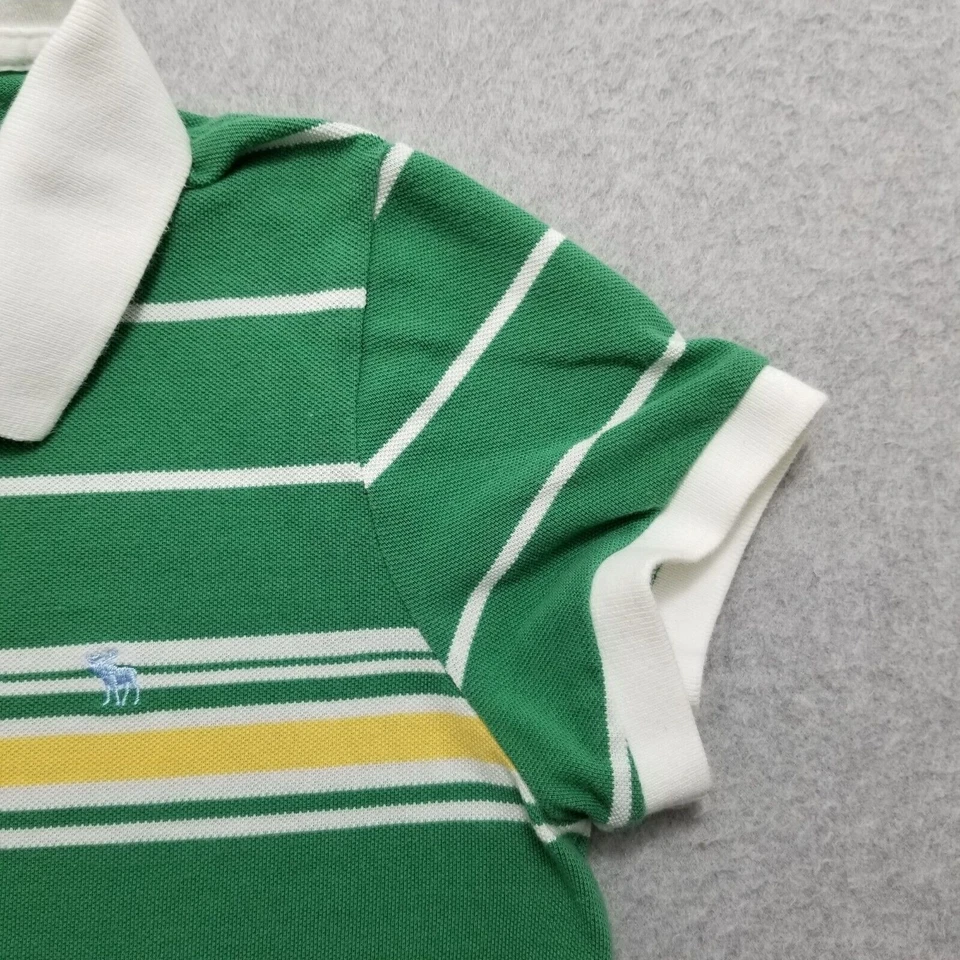 Camisa Abercrombie Fitch Juvenil Grande Verde Rayas Manga Corta Cuello Polo Niñas Foto 3 de 4