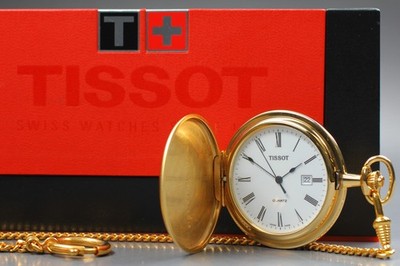 [NEUWERTIG] TISSOTT 83.4.503.13 Gold weißes Zifferblatt Quarz Taschenuhr...