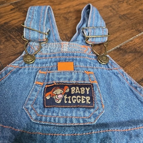 Vintage Disney Winnie the Pooh Baby Tigger Denim Overalls Size 6/9 Months - Picture 2 of 6