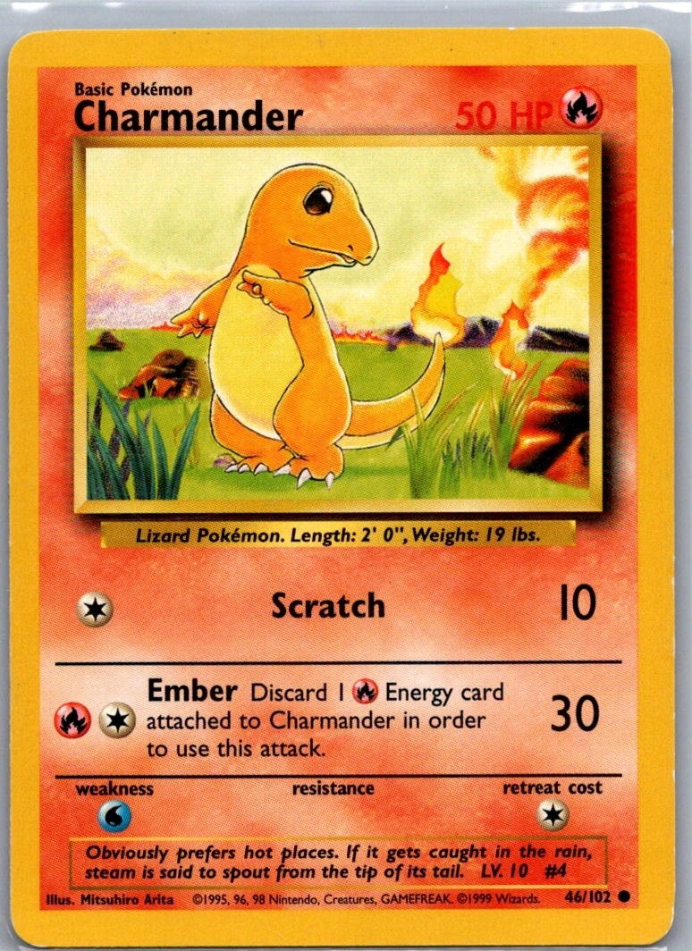 Charmander 46/102 Base Set Common NM Pokemon TCG