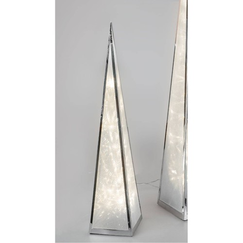 LED Deko Pyramide STARS H. 60cm 11x11cm silber Metall Formano W24