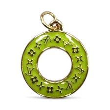 LV ZIPPER PULL CHARM GOLD Green Double Sided