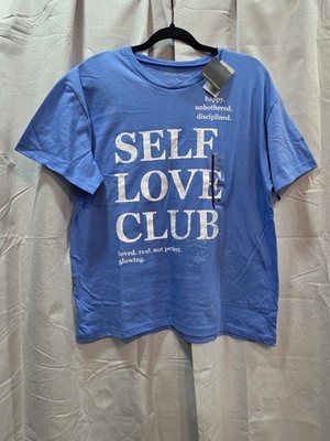 NWT Grayson Threads Women's Self Love Club Graphic T-Shirt Blue Size XXL