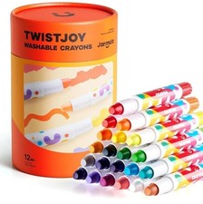 24 Colors Non-Toxic Twist-Up Crayons Toddlers Super Washable Bonus Coloring Book