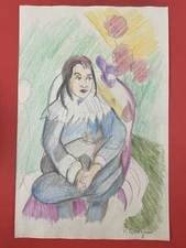 Paul Gauguin Drawing on paper (Handmade) signed and stamped