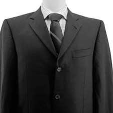Burberry London Mens 40R Black Vintage Wool Blazer Suit Jacket 3 Button USA