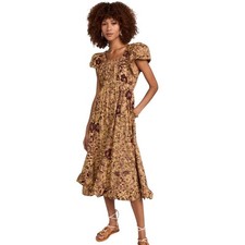 Ulla Johnson - Nanette Brown Floral Midi Dress Sz 4