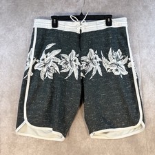 Old Navy California Board Shorts Men 36 Tall Charcoal White Flowers Swimming