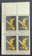 US Scott 1344 - Register And Vote - MNH - 1968 Issue - Plate Block of 4