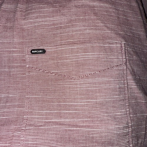 Rip Curl Men's Button Down Shirt Men’s Size XL Short Sleeve Striped Red Euc - Picture 7 of 9
