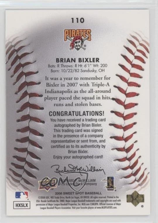 2008 Sweet Spot Sweet Beginnings /699 Brian Bixler #110 Auto - Image 2 of 2