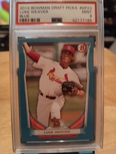 2014 BOWMAN CHROME DRAFT PICK AUTO BLUE REFRACTOR #LW LUKE WEAVER 93/150 PSA 10