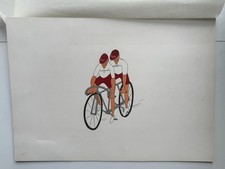 Leica Leitz Original Illustration Art Work Tandem Bike OOAK Rare 11.5 x 16.5