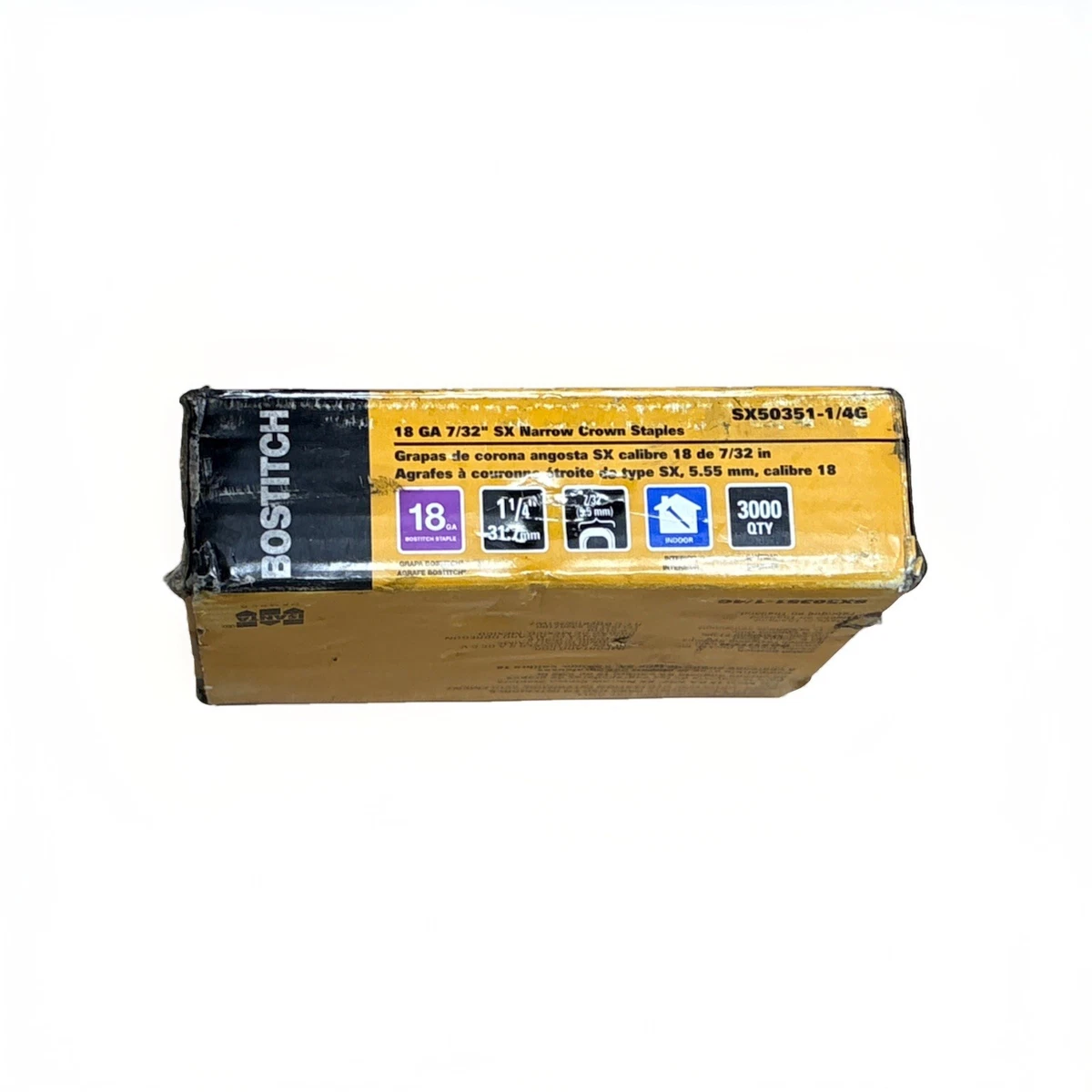 3,000 Stanley Bostitch SX50351-1/4G 1-1/4" Leg 18-Gauge 7/32" Narrow Staples photo 2