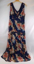 M&S Ladies Dress Maxi V Neck Sleeveless Multi  Summer Occasion Party Lined UK 14