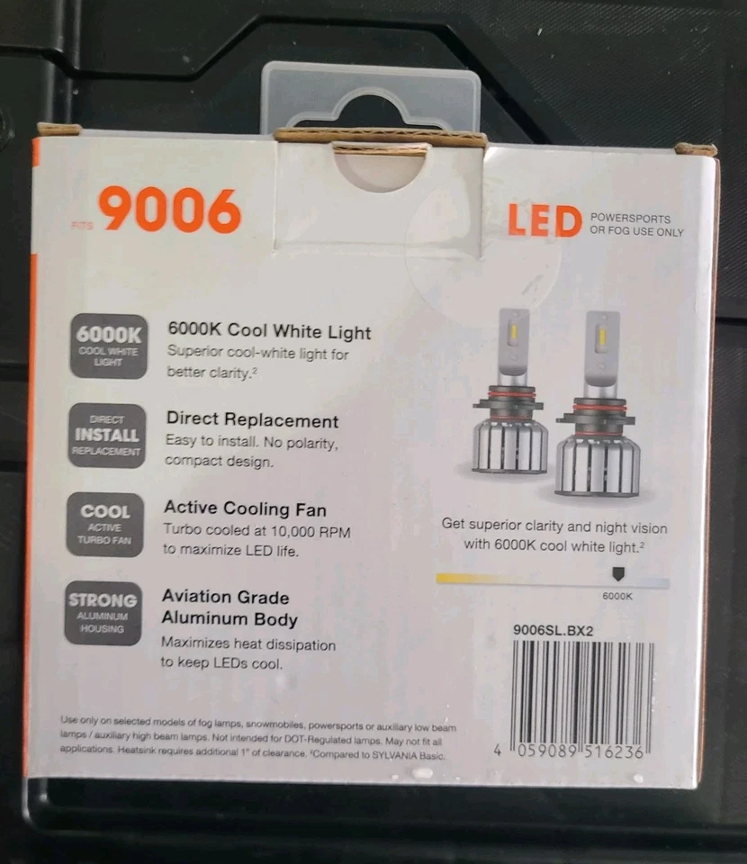 Sylvania 9006: LED PowersportsHeadlight or Fog Bulb, 6000KCool White Light - Image 2 of 2