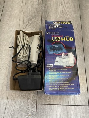 PHILEX JUH-401 4-Port Self Powered USB Hub with AC Adapter PC Windows Retro