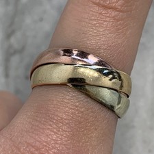 9 ct Gold Ring Russian Trinity Wedding Band White Yellow Rose Gold - Size O