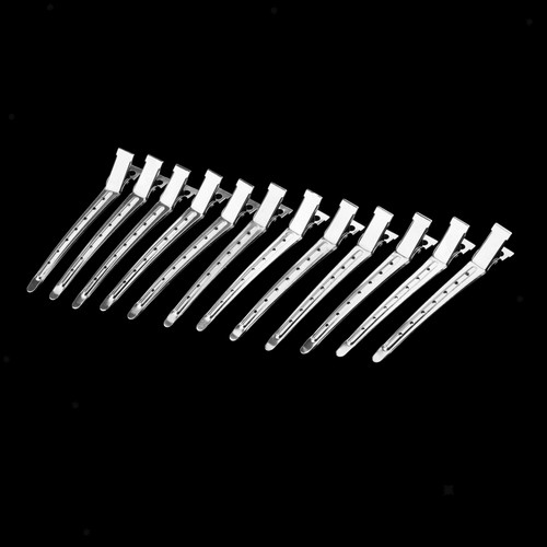 12Pcs Stainless Duckbill Sectioning Clips Barber Hair Cutting Stlying Clamps - Picture 4 of 6