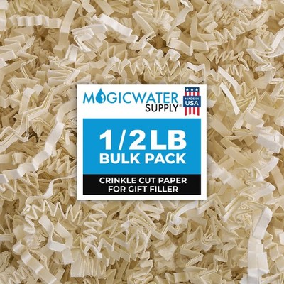 1/2 LB Light Ivory Crinkle Cut Paper Shred Filler for Gift Wrapping Baskets