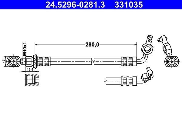 ATE Bremsschlauch 24.5296-0281.3 FüR Toyota-image