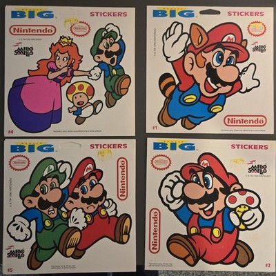 1990 Nintendo Really Big Stickers Mello Smello Mario Luigi Princess Vintage Rare