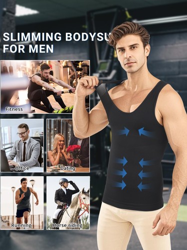 2Pack Men's Compression Tank Top Slimming Body Shaper Vest Workout Base Layer - Picture 6 of 10