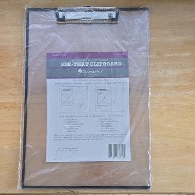 Baumgartens See-Thru Double Panel Clipboard, Letter Size, Clear TA-1611