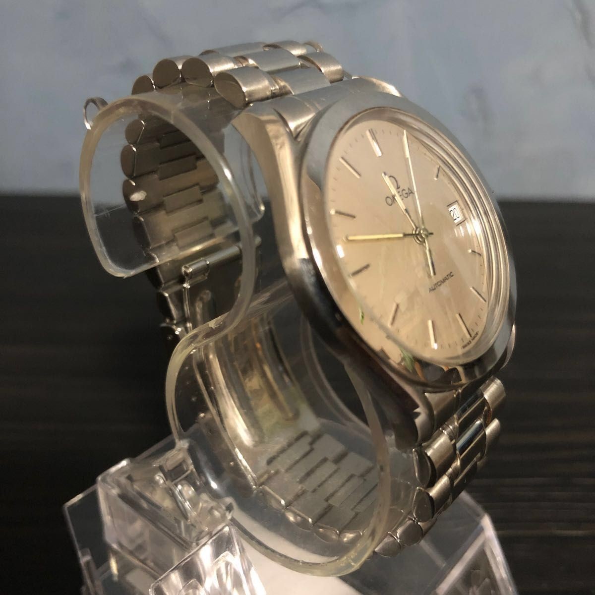 Omega Classic Date Dress Watch MAISON FONDEE EN 1848 Silver wrist 18cm Auth image 3