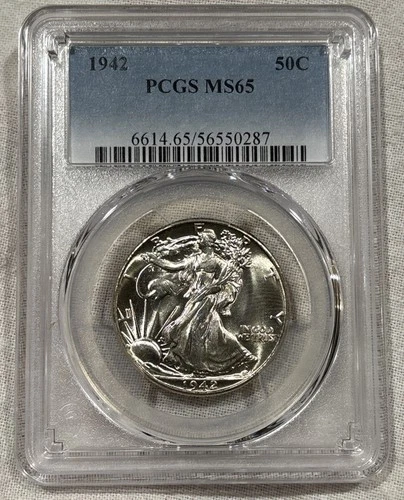 GRADED 1942 Walking Liberty Half Dollar PCGS MS65 Silver American Coin
