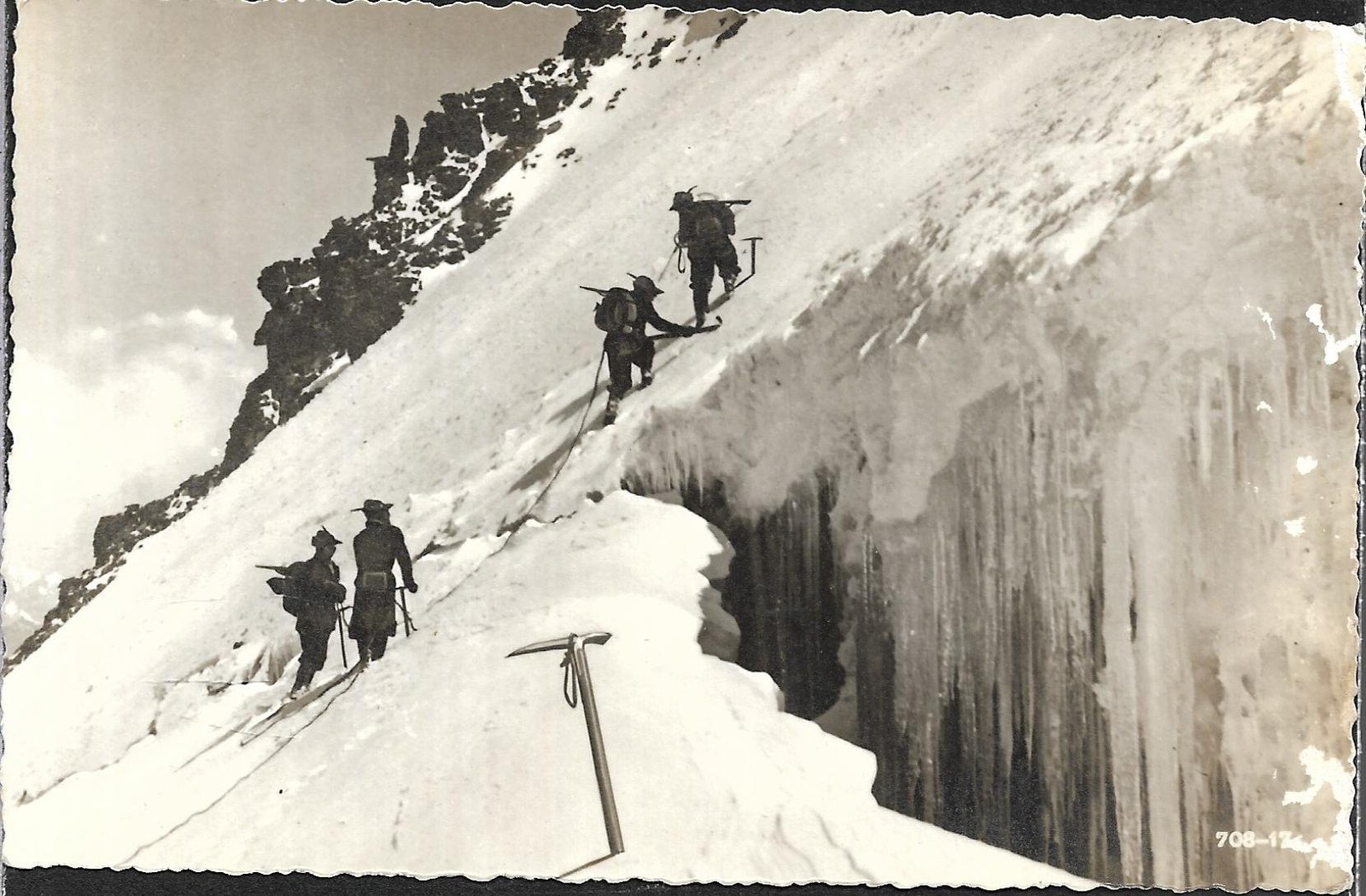 CARTOLINA REGIO ESERCITO ALPINI IN MONTAGNA SCALATA SUL GHIACCIAIO