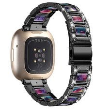 Bling Resin Bands Compatible with Fitbit Versa 4/Sense 2/Versa 3/Sense, Shinn...