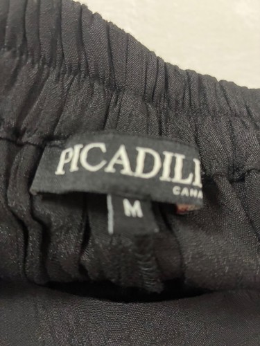 Picadilly Canada Pants Women's Black Elastic Waist Wide Leg, Unique Hem, Medium - Picture 9 of 9