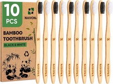 Navona Bamboo Toothbrushes 10 Pack Medium Sof...