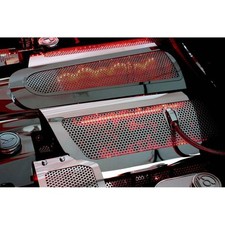 2005-2007 C6 Corvette Ls2 Fuel Rail Covers Perforated Stainless Red Led