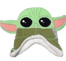 Star Wars Baby Yoda Grogu Unisex Kids Beanie Hat Ear Flaps One Size Green