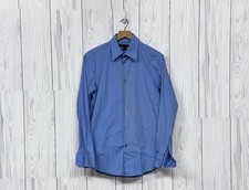 Express shirt mens size medium button up long sleeve solid blue slim cotton