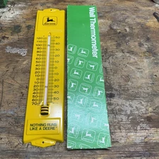 Rare Vintage John Deere Thermometer Yellow Wall Hanging With Box 