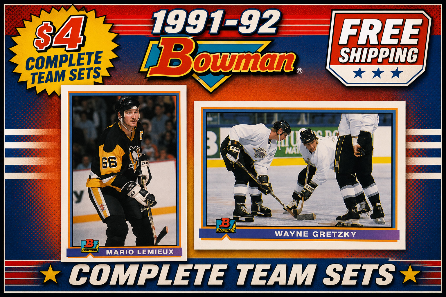 $4 - 1991-92 Bowman Hockey - Complete Team Sets - FREE SHIPPING