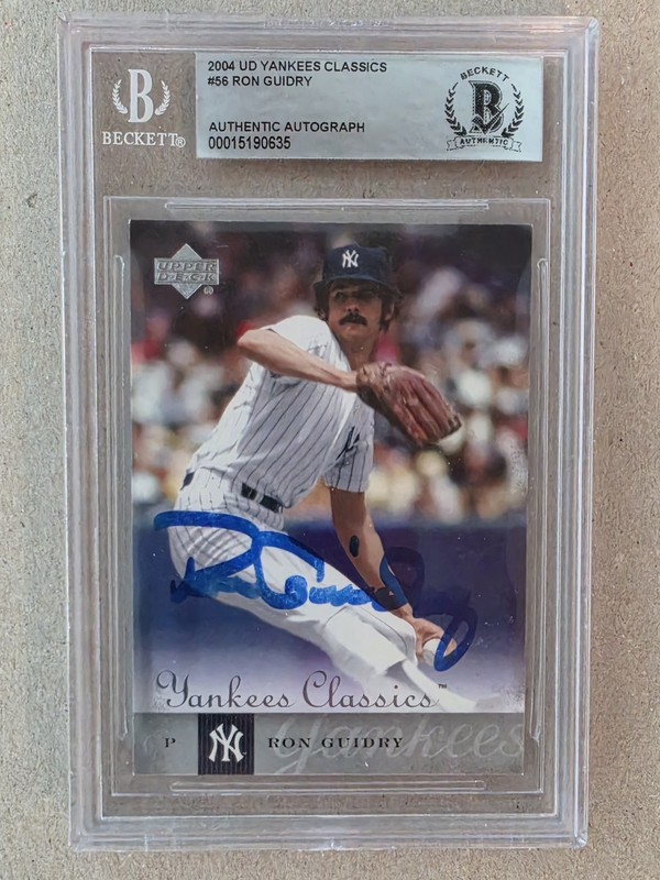 RON GUIDRY Autographed Signed 2004 Upper Deck YANKEES Baseball Card BAS Slab