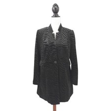 Chicos Animal Print Jacket Womens S 4/6 Black Lightweight Button Front New